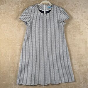 J McLaughlin‎ Womens Black White Herringbone Pattern Shift Dress Size M